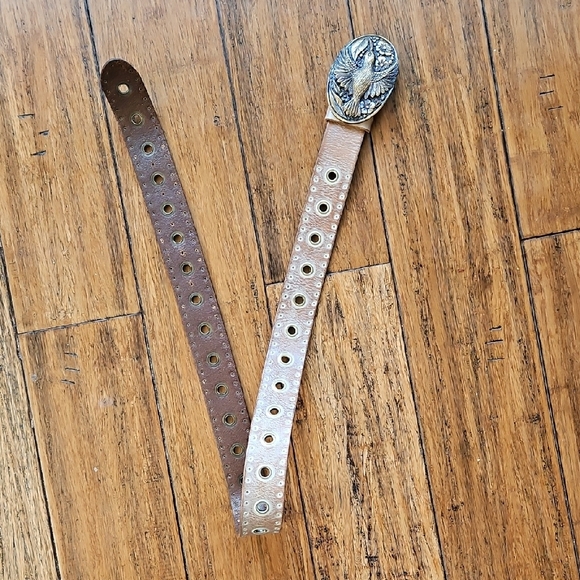 Accessories - Brown Leather Belt with Hummingbird Buckle